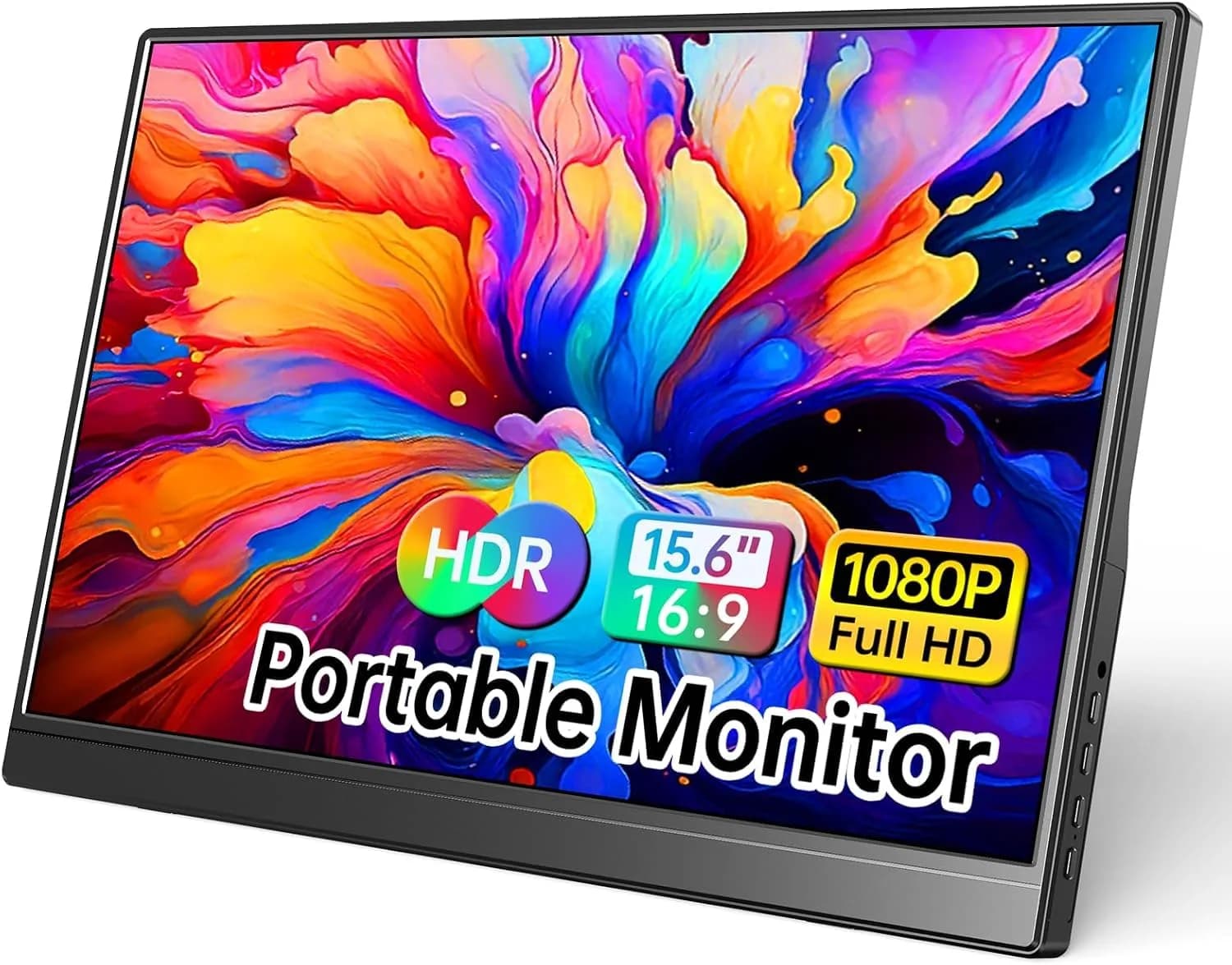 WCV 14 Inch Portable Monitor 1920×1200 IPS | Ultra-Slim Travel Display for Gaming & Work — Black