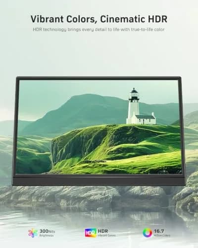WCV 15.6 Inch Portable Monitor 1080P USB-C HDMI Ultra-Slim Travel Screen with Kickstand thumbnail 2