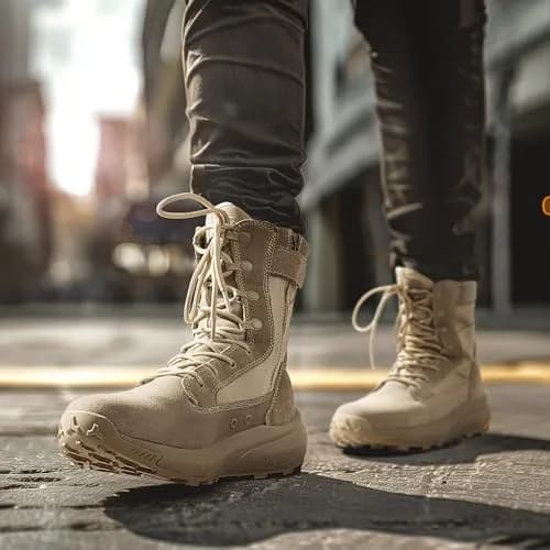 NORTIV 8 Men's Sand Tactical Military Work Boots 14W (39.6cm Calf Circumference) | Lightweight & Cushioned Combat Footwear thumbnail 2