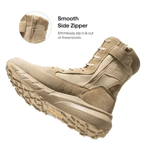 NORTIV 8 Men's Sand Tactical Military Work Boots 14W (39.6cm Calf Circumference) | Lightweight & Cushioned Combat Footwear thumbnail 3