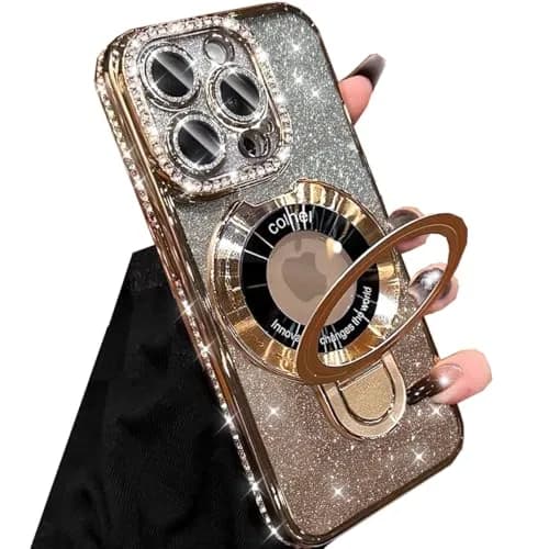 Changjia Magnetic Stand Glitter Case for iPhone 16 Pro Max 6.9" | Luxury Rhinestones & Kickstand thumbnail 1
