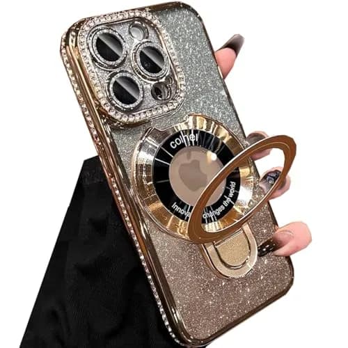 Changjia Magnetic Stand Glitter Case for iPhone 16 Pro Max 6.9" | Luxury Rhinestones & Kickstand thumbnail 6