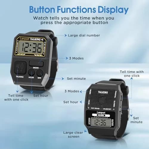 Lenporl Talking Watch 2 Pack, English Voice for Visually Impaired Adults | Large Dial, Easy Operation thumbnail 5