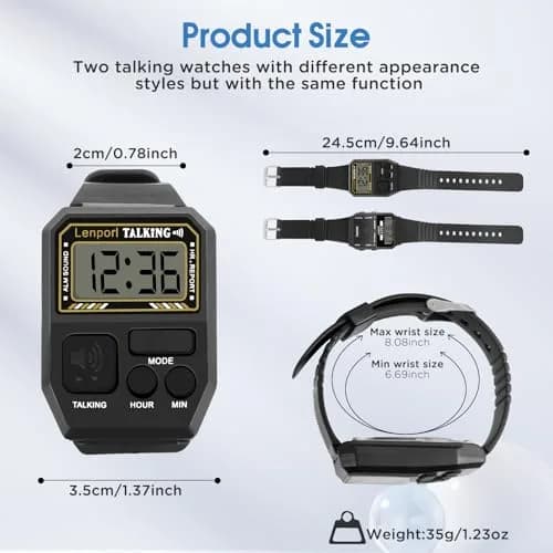 Lenporl Talking Watch 2 Pack, English Voice for Visually Impaired Adults | Large Dial, Easy Operation thumbnail 2