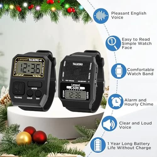 Lenporl Talking Watch 2 Pack, English Voice for Visually Impaired Adults | Large Dial, Easy Operation thumbnail 3
