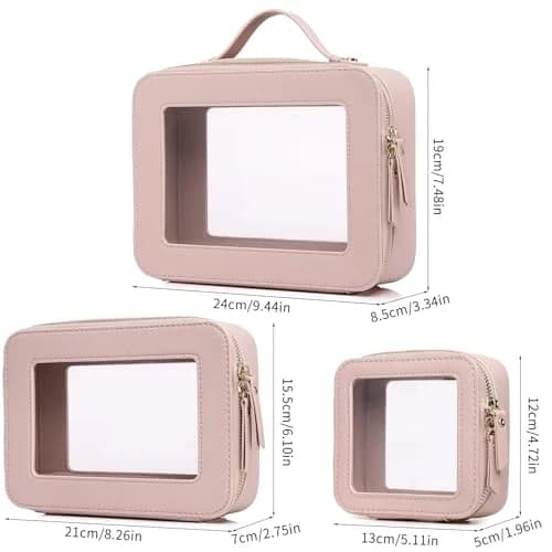 Pinkmik Clear Makeup Bag Set, L+M+MINI (3-Piece) | TSA Approved Travel Cosmetic Case thumbnail 5