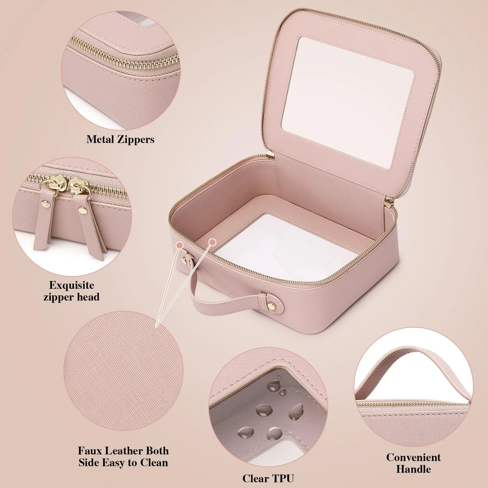 Pinkmik Clear Makeup Bag Set, L+M+MINI (3-Piece) | TSA Approved Travel Cosmetic Case - view 6
