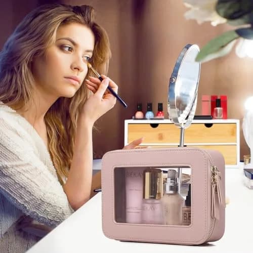 Pinkmik Clear Makeup Bag Set, L+M+MINI (3-Piece) | TSA Approved Travel Cosmetic Case thumbnail 3