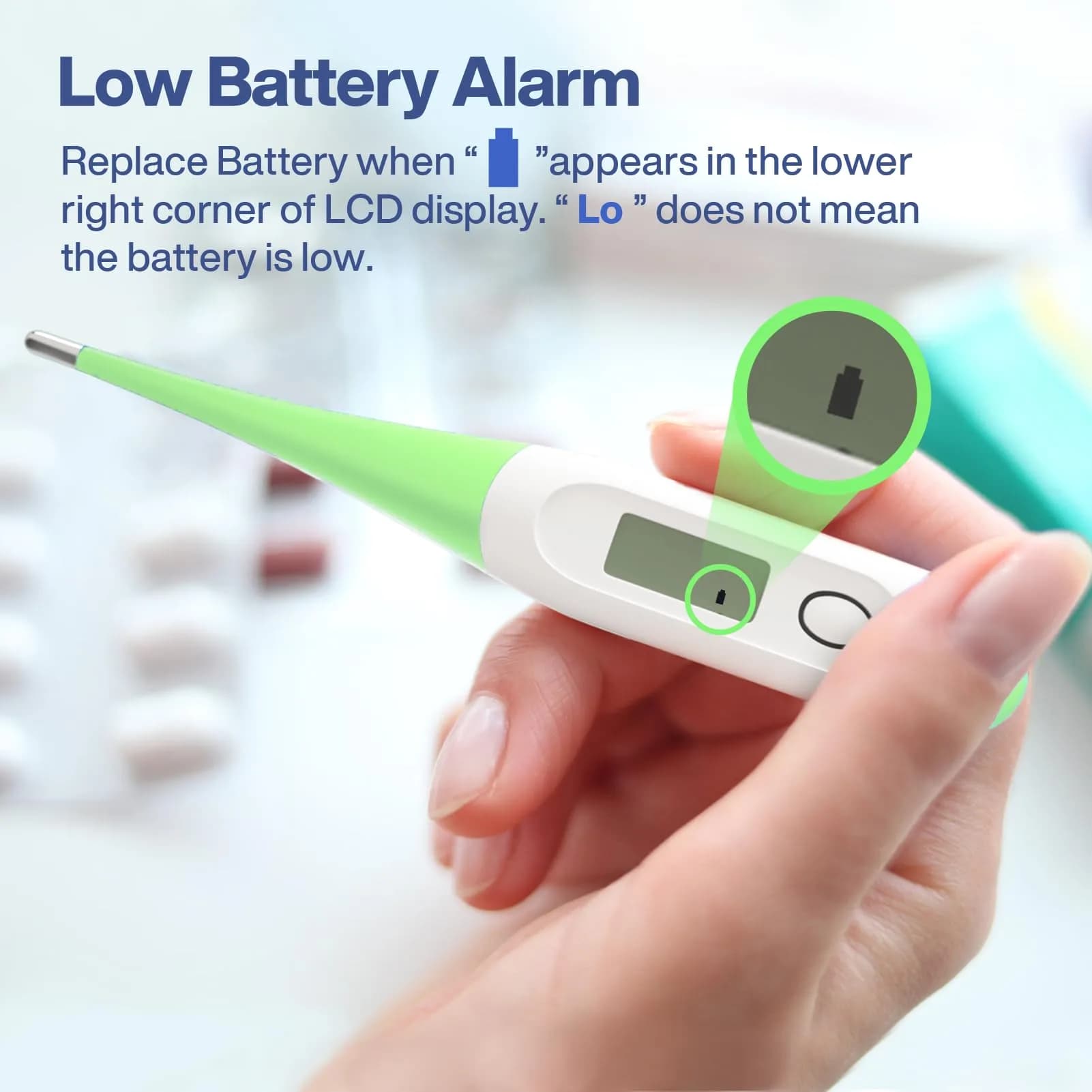 Boncare Digital Thermometer for Adults, Kids & Babies, Light Green | Accurate & Safe Oral and Rectal Thermometer with 10-Second Reading and Fever Alarm - view 7