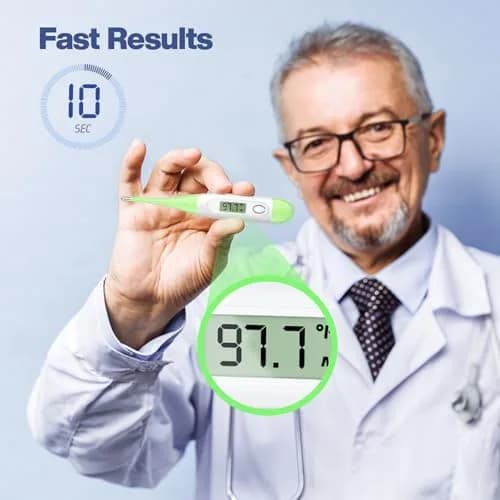 Boncare Digital Thermometer for Adults, Kids & Babies, Light Green | Accurate & Safe Oral and Rectal Thermometer with 10-Second Reading and Fever Alarm thumbnail 2