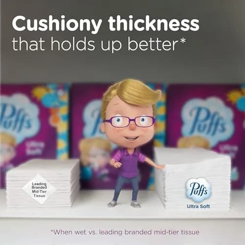Puffs Ultra Soft Facial Tissues Mega Cube Boxes, 288 Tissues (72 per Box) | Gentle on Sensitive Skin thumbnail 5