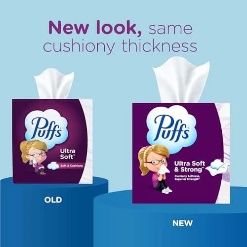 Puffs Ultra Soft Facial Tissues Mega Cube Boxes, 288 Tissues (72 per Box) | Gentle on Sensitive Skin thumbnail 3