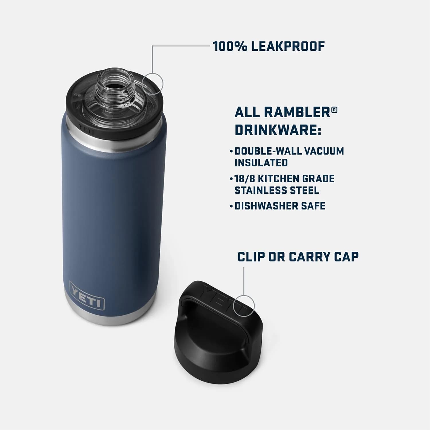 YETI Rambler 26 oz Bottle with Chug Cap in Cape Taupe - Stainless Steel, Vacuum Insulated - view 2