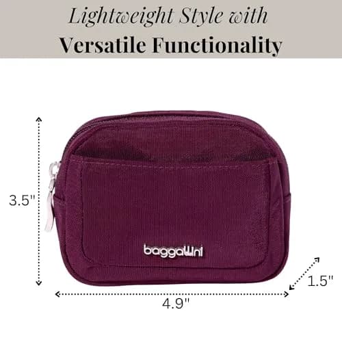 Baggallini Mini Cosmetic Pocket - Lightweight 4.9"W x 3.5"H x 1.5"D Makeup Bag | Mulberry thumbnail 2
