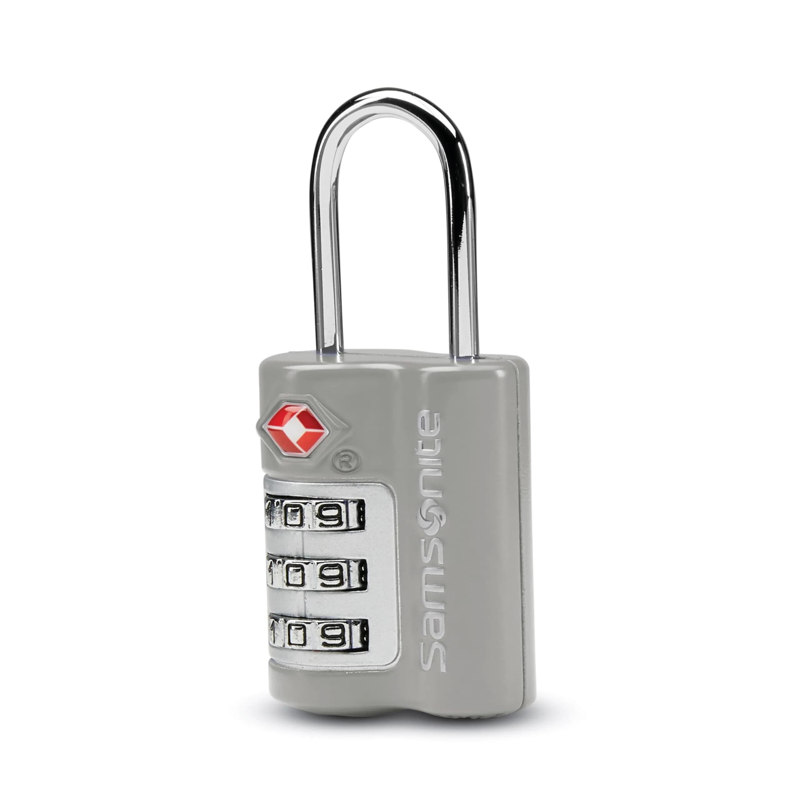 Samsonite TSA Approved Travel Lock Light Grey | Durable Zinc Alloy, Triple-Dial Mechanism — Light Gray