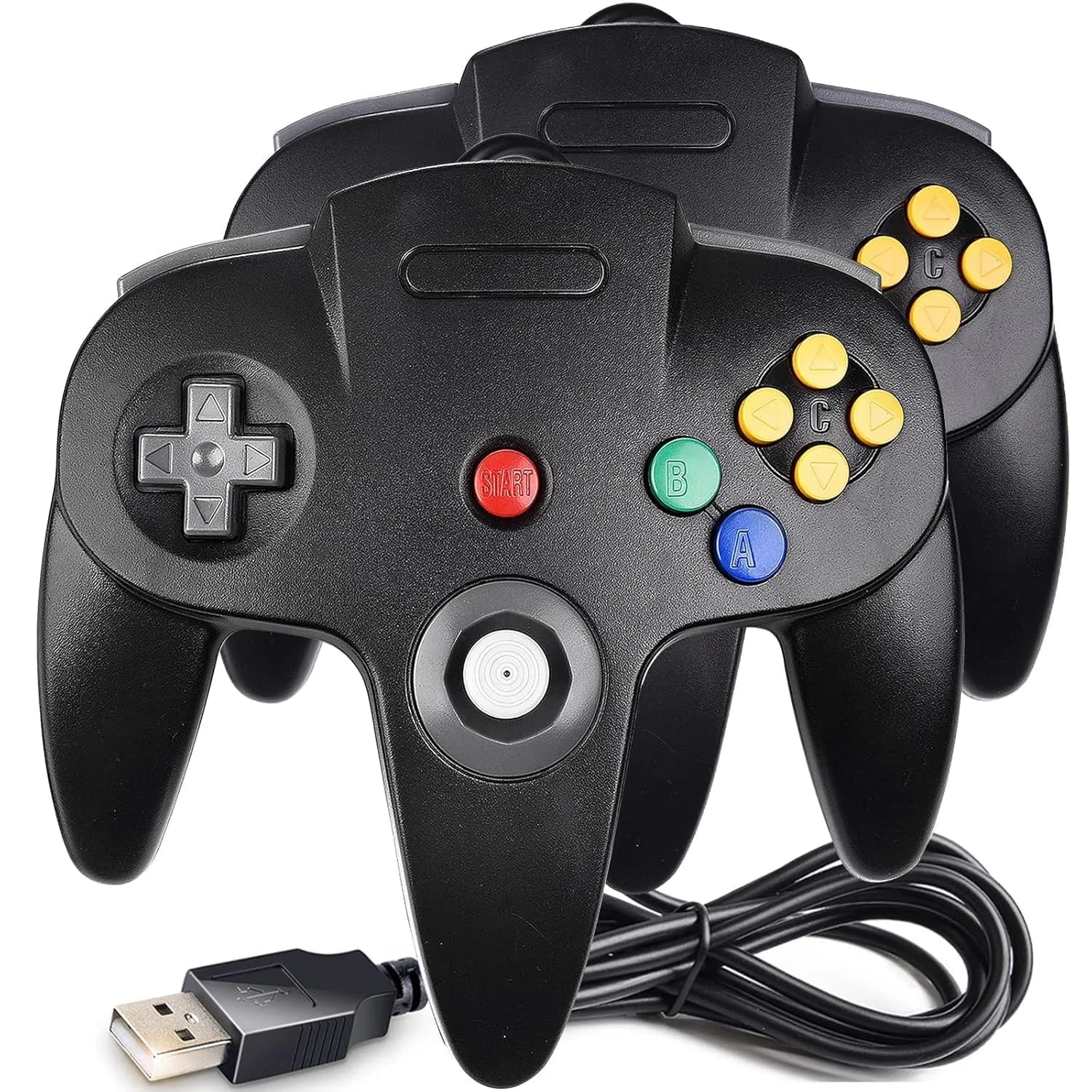 SAFFUN 2 Pack Classic N64 Controller Wired USB Gamepad for PC macOS | 1.8m Cable