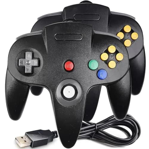 SAFFUN 2 Pack Classic N64 Controller Wired USB Gamepad for PC macOS | 1.8m Cable thumbnail 1