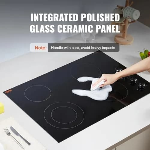 VEVOR Electric Ceramic Cooktop 30-inch 4 Burners 7200W 220V | Built-in Glass Panel with Knob Control thumbnail 5