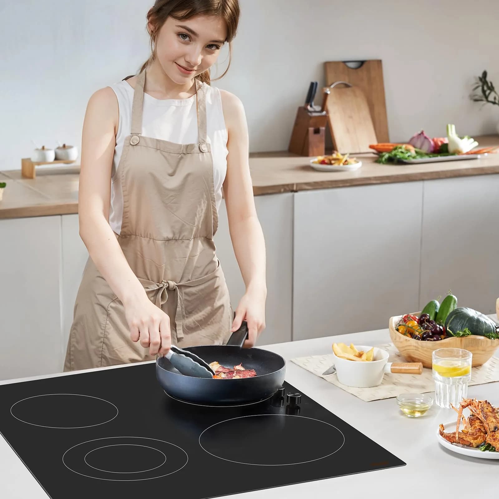 VEVOR Electric Ceramic Cooktop 30-inch 4 Burners 7200W 220V | Built-in Glass Panel with Knob Control - view 8