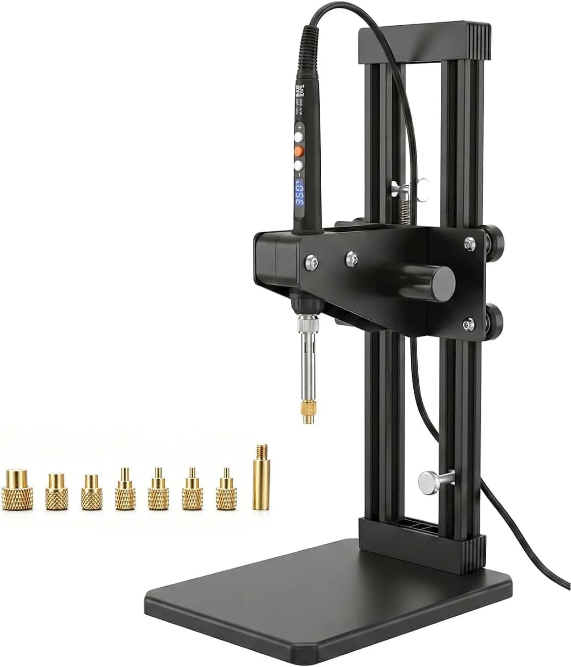 3DZWMAN Vertical Heat Set Insert Tool Press with 60W Soldering Iron & M2-M8 Tips | 210mm Insertion Height - main product image