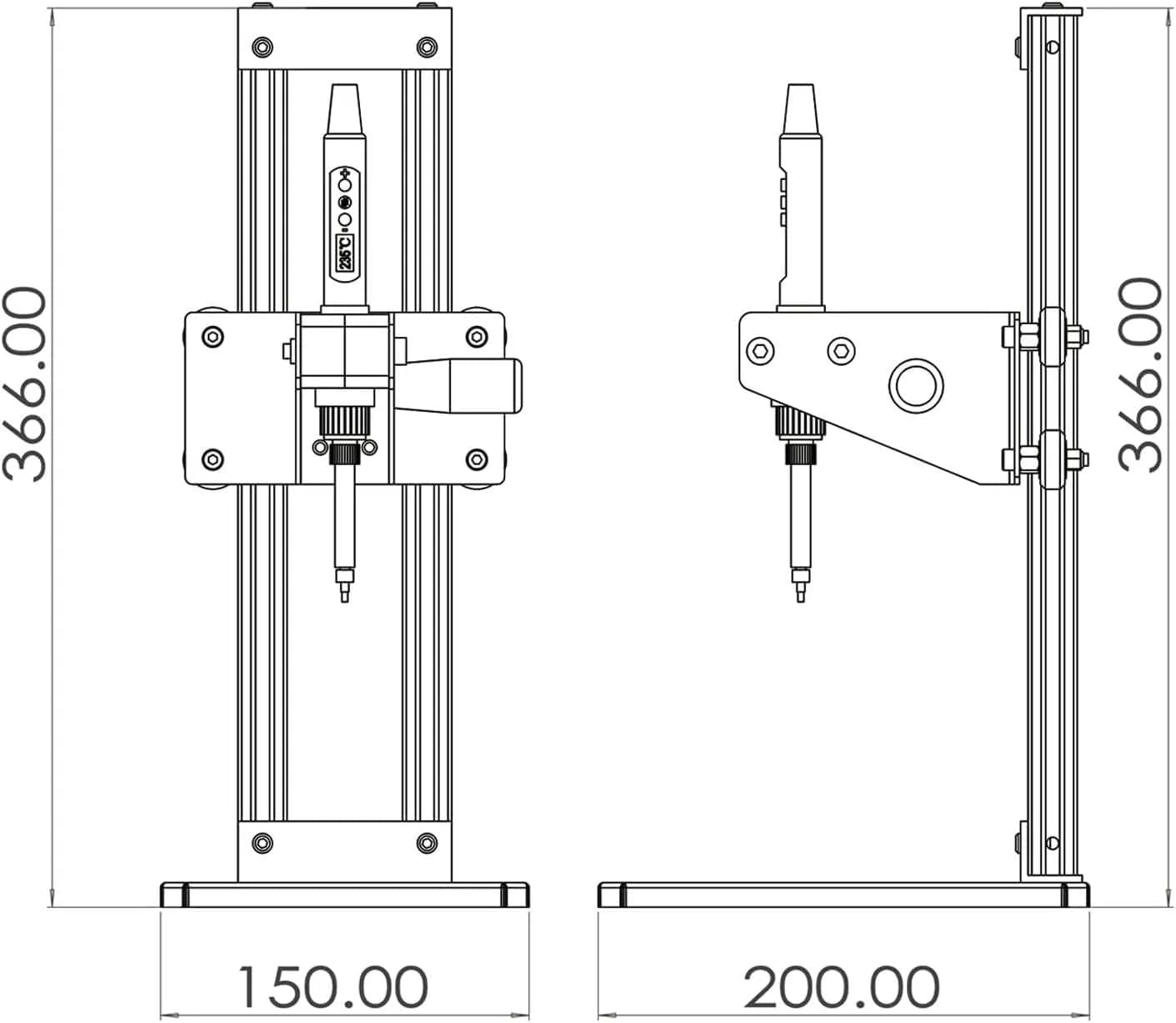 3DZWMAN Vertical Heat Set Insert Tool Press with 60W Soldering Iron & M2-M8 Tips | 210mm Insertion Height - view 8