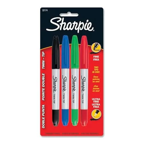 Sharpie Twin Tip Permanent Markers, Fine and Ultra Fine, Assorted Colors, 8 Count (Pack of 2) | Fade & Water-Resistant Ink thumbnail 2