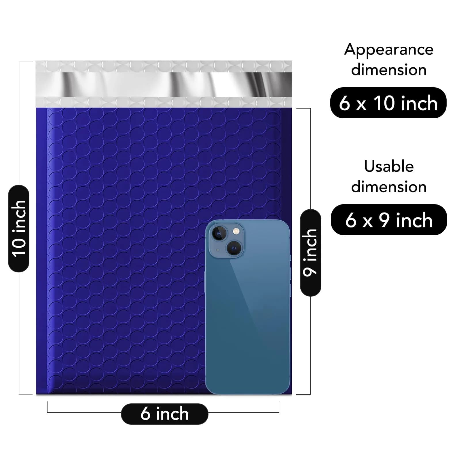 Fuxury Royal Blue Bubble Mailers 6x10 Inch (600 Pack) | Waterproof Padded Envelopes for Small Business - view 2