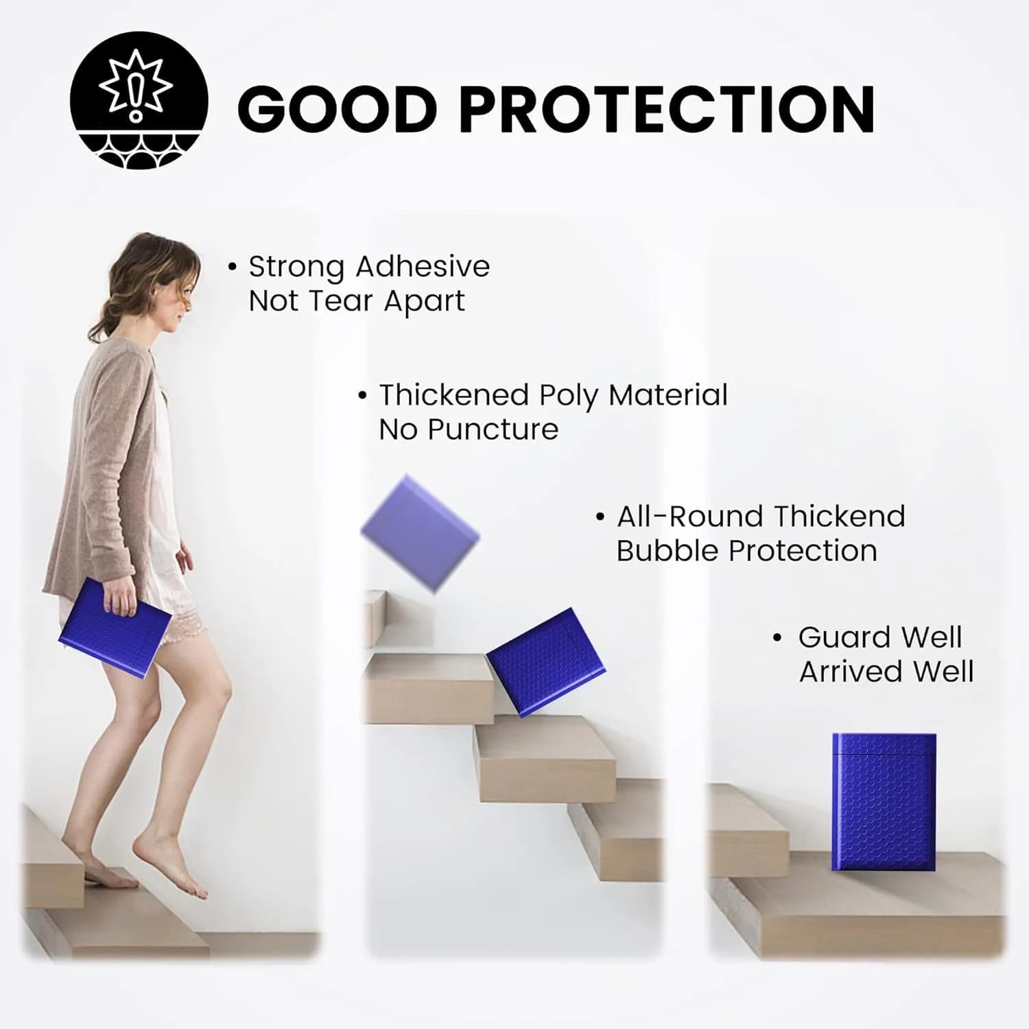 Fuxury Royal Blue Bubble Mailers 6x10 Inch (600 Pack) | Waterproof Padded Envelopes for Small Business - view 6