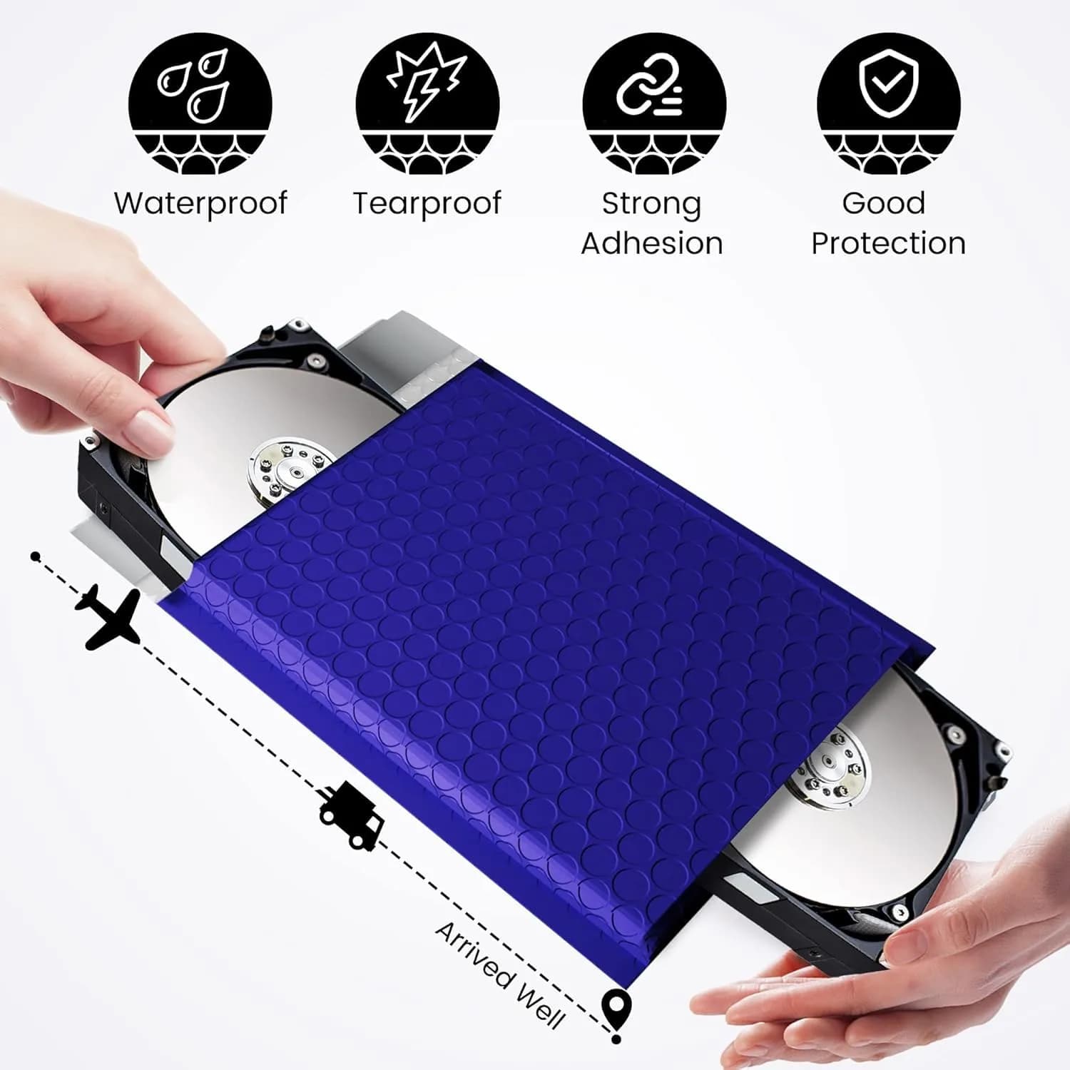 Fuxury Royal Blue Bubble Mailers 6x10 Inch (600 Pack) | Waterproof Padded Envelopes for Small Business - view 8