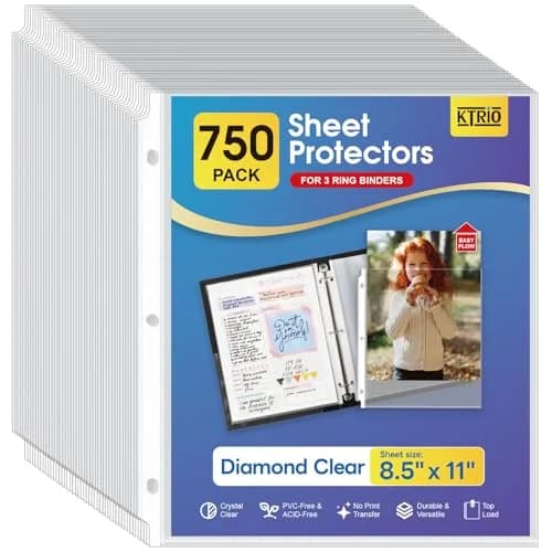 KTRIO Sheet Protectors 8.5 x 11 Inch, 750 Pack | Clear Polypropylene, Top Loading, PVC-Free, Acid-Free thumbnail 1