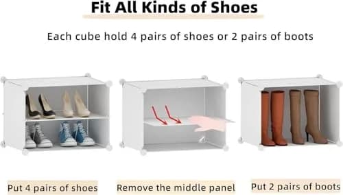 HOMICKER Shoe Storage 48 Pairs | Large Closet Shoe Rack with Door, Modern Polypropylene, 48x12.5x48 inches thumbnail 4