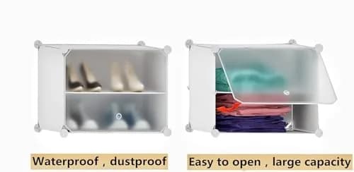HOMICKER Shoe Storage 48 Pairs | Large Closet Shoe Rack with Door, Modern Polypropylene, 48x12.5x48 inches thumbnail 6
