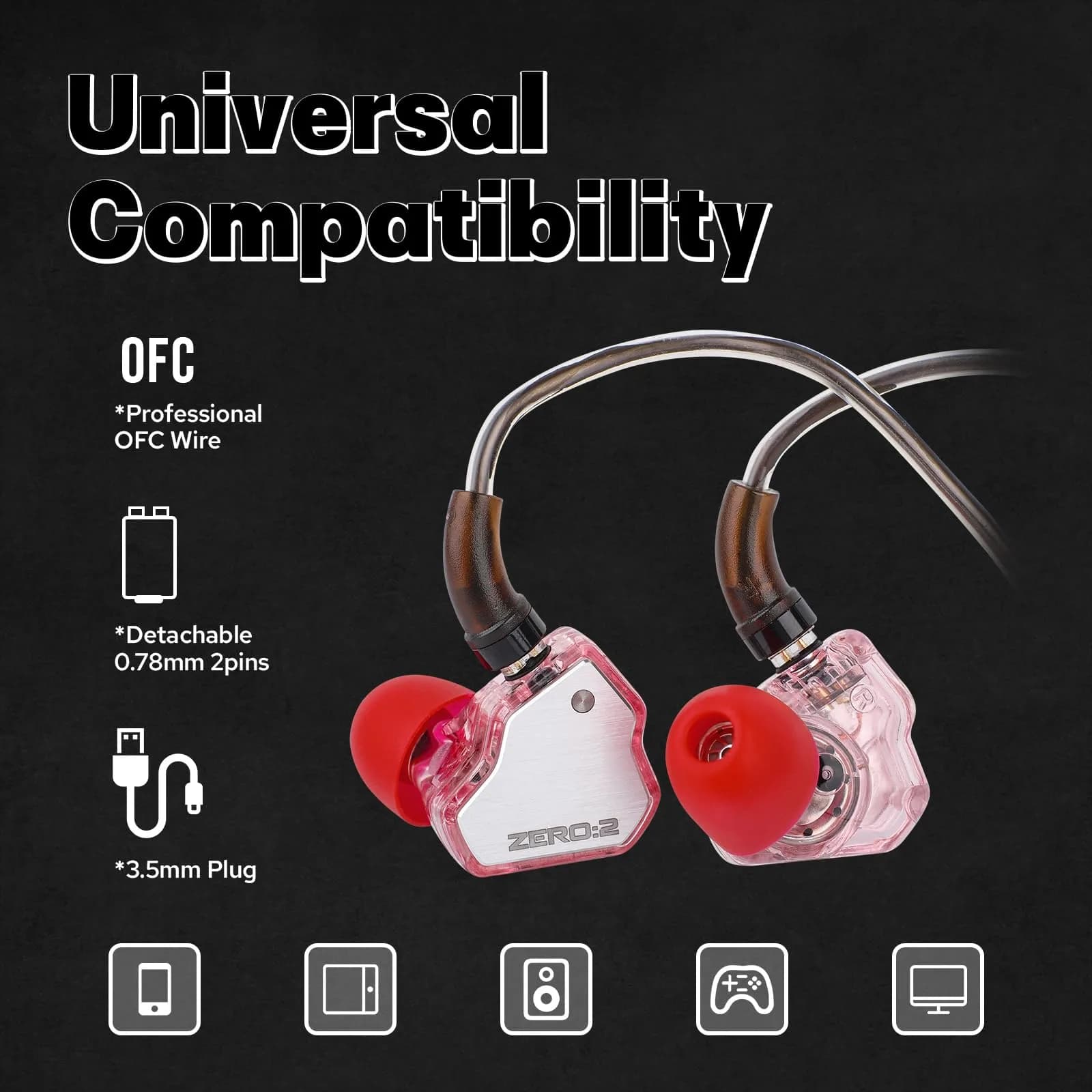 Linsoul 7Hz x Crinacle Zero:2 Wired In-Ear Monitor Earphones 1.25m (4.1ft) | Updated 10mm Dynamic Driver IEM - view 5