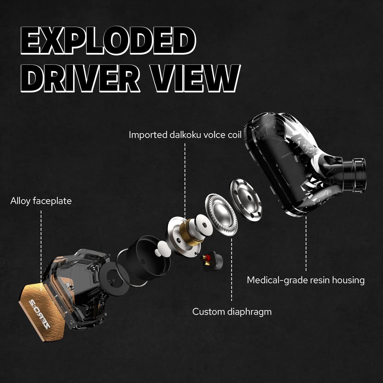 Linsoul 7Hz x Crinacle Zero:2 Wired In-Ear Monitor Earphones 1.25m (4.1ft) | Updated 10mm Dynamic Driver IEM - view 3