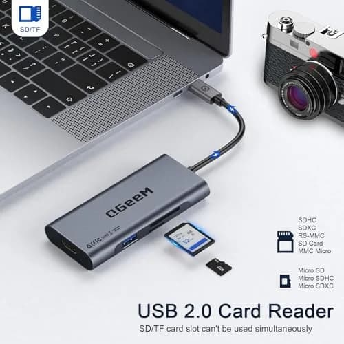 QGeeM USB C Hub,7in1 Type c to 4K HDMI Multi‑Port Adapter Dock for Laptop | 100W PD, 4K HDMI, 7 Ports thumbnail 6