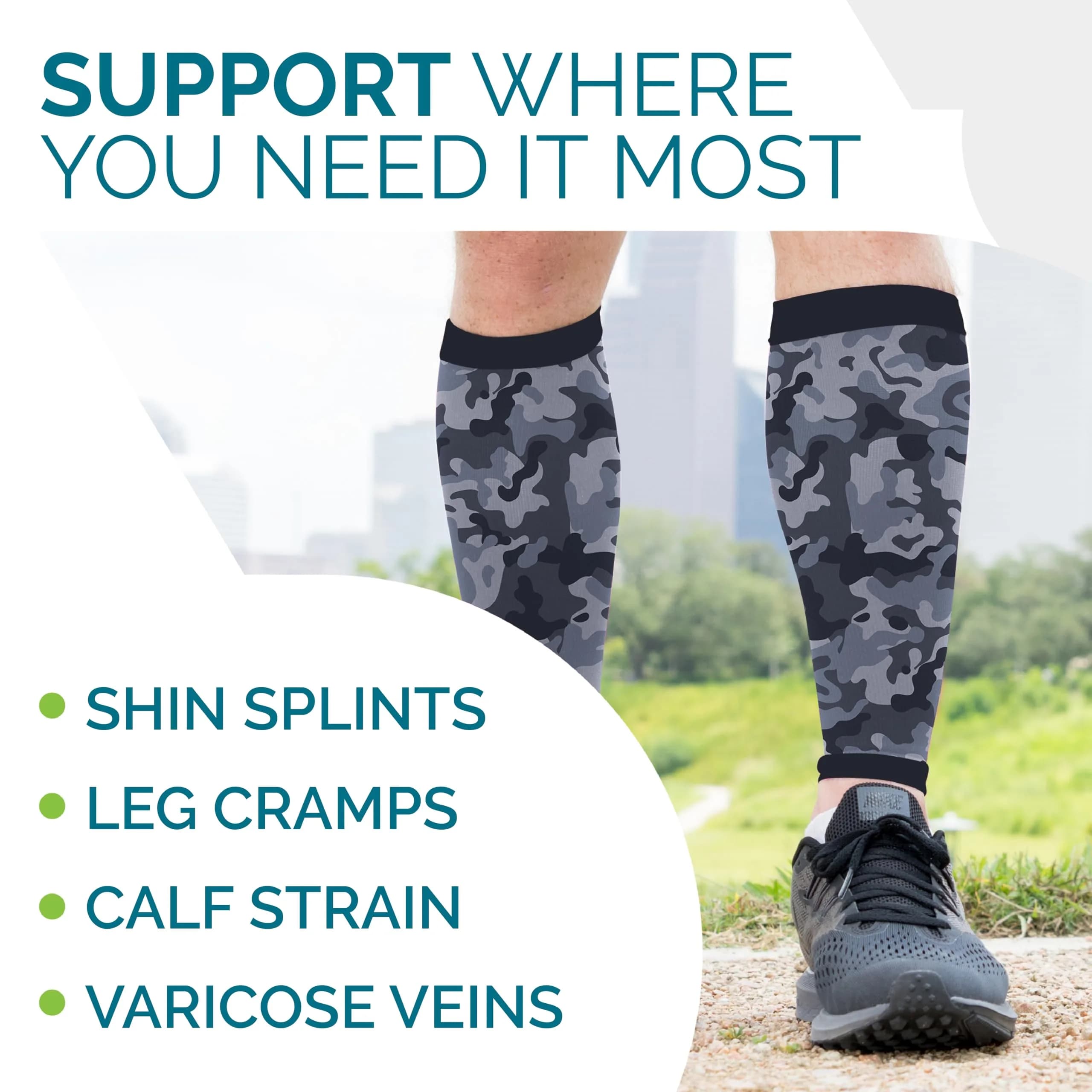 Run Forever Calf Compression Sleeve Small Camouflage (Grey) 20-30mmHg | FDA Approved Medical Grade Support - view 5