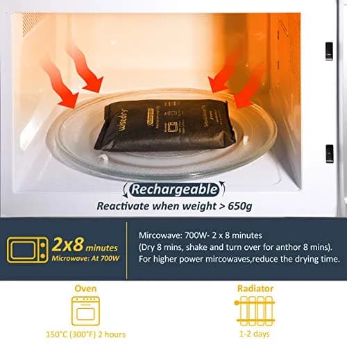 wisedry 10 x 500g Rechargeable Silica Gel Car Dehumidifier | Fast Reactivated Moisture Absorber for Large Spaces thumbnail 2