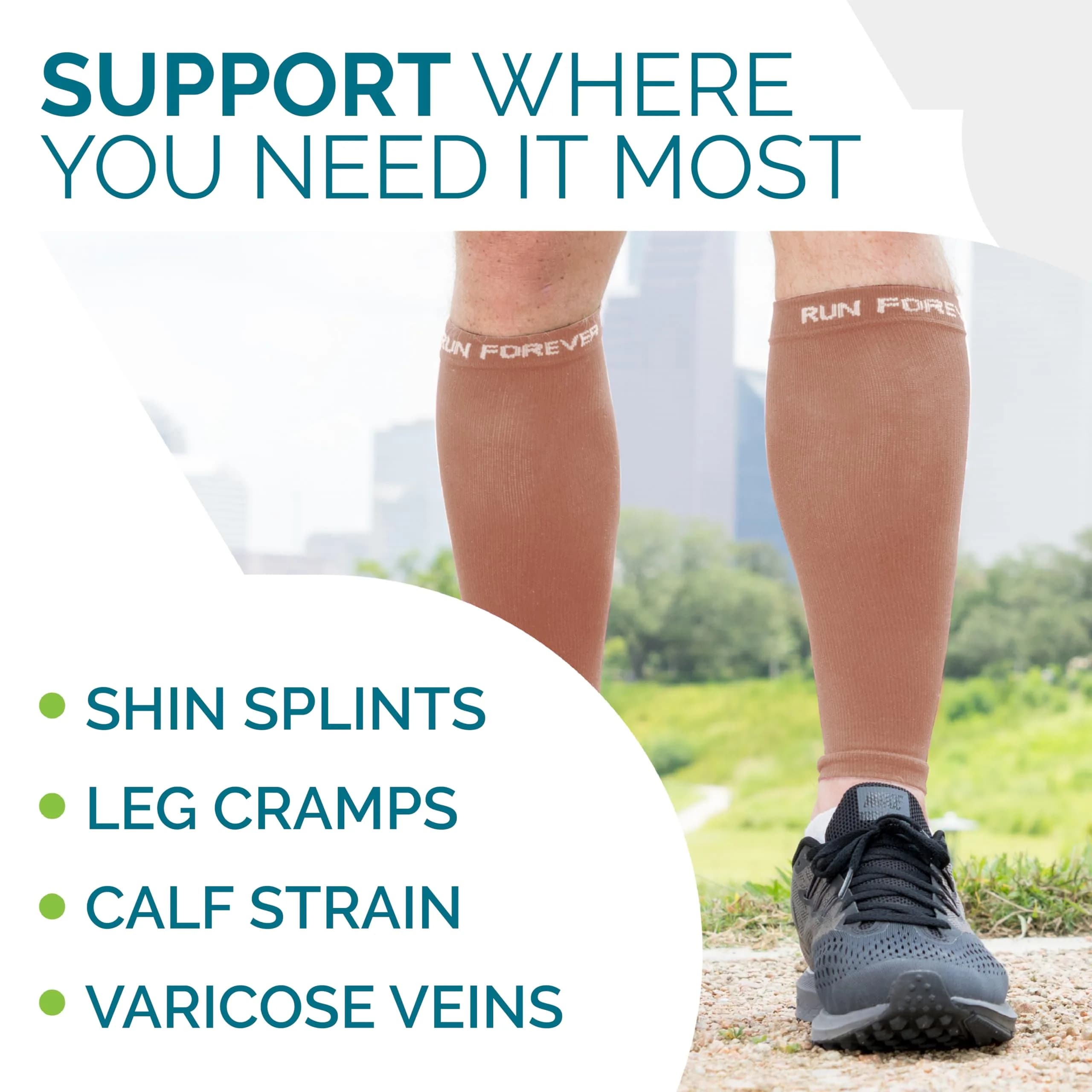 Run Forever Calf Compression Sleeve Small Espresso | 20-30mmHg Graduated Compression for Lower Leg Support - view 5