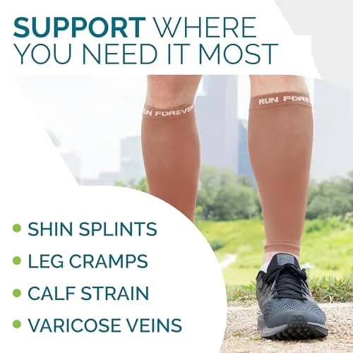 Run Forever Calf Compression Sleeve Small Espresso | 20-30mmHg Graduated Compression for Lower Leg Support thumbnail 5
