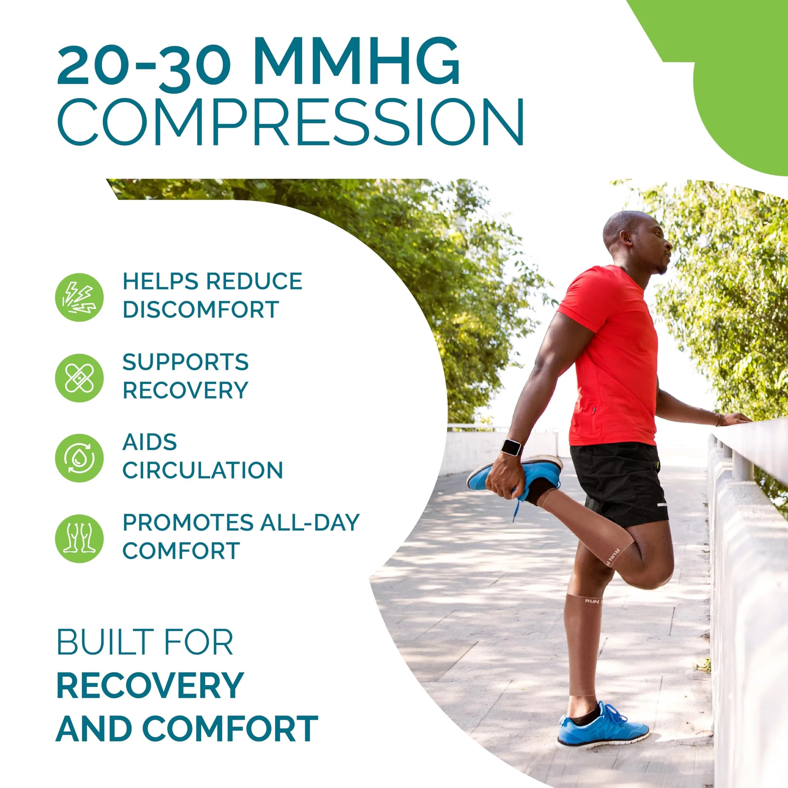 Run Forever Calf Compression Sleeve Small Espresso | 20-30mmHg Graduated Compression for Lower Leg Support - view 3