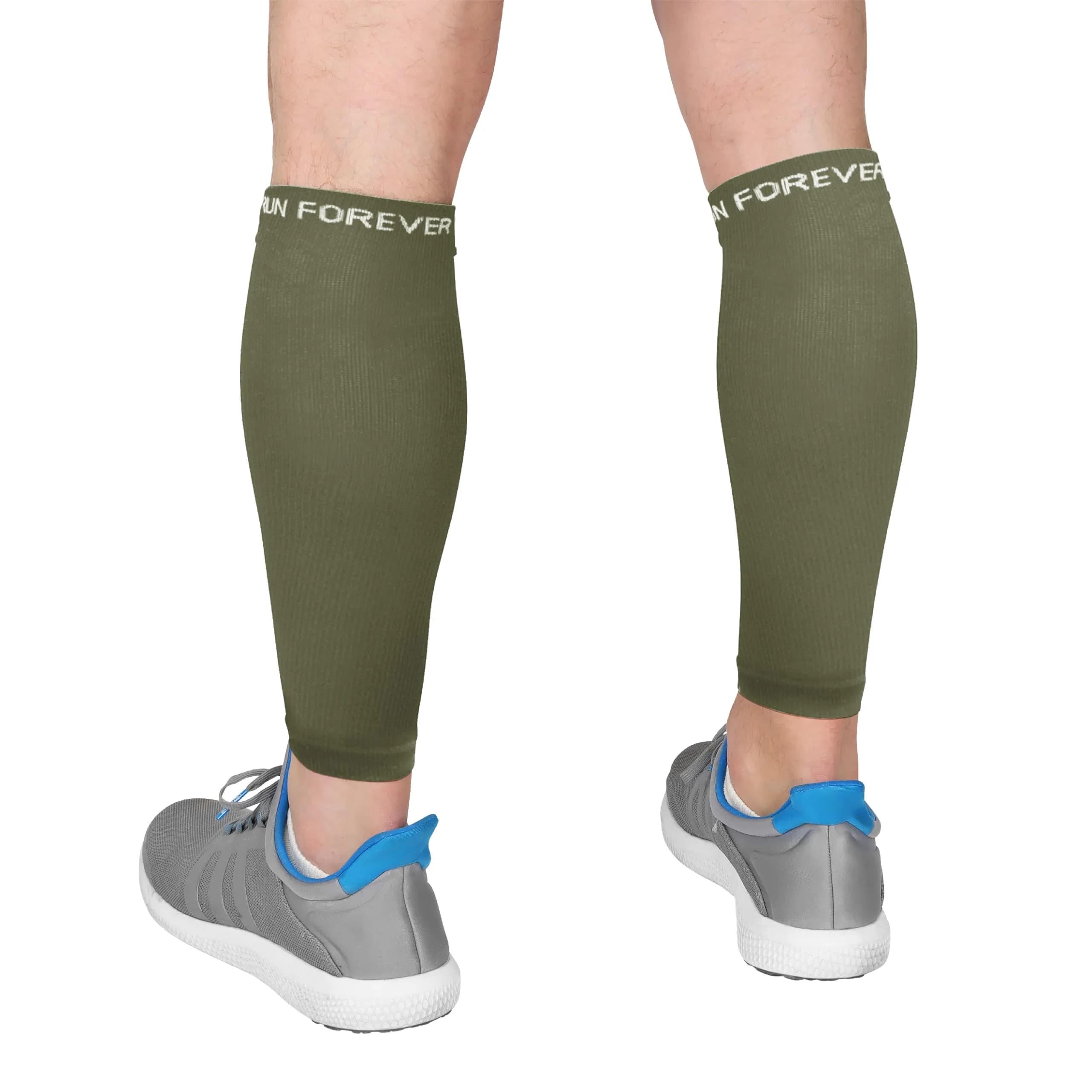 Run Forever Calf Compression Sleeve Army Green X-Large | 20-30mmHg Graduated Compression for Pain Relief & Recovery - main product image