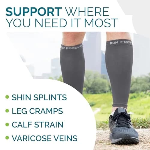 Run Forever Calf Compression Sleeve X-Large Graphite Grey | 20-30mmHg Medical Grade Support thumbnail 5