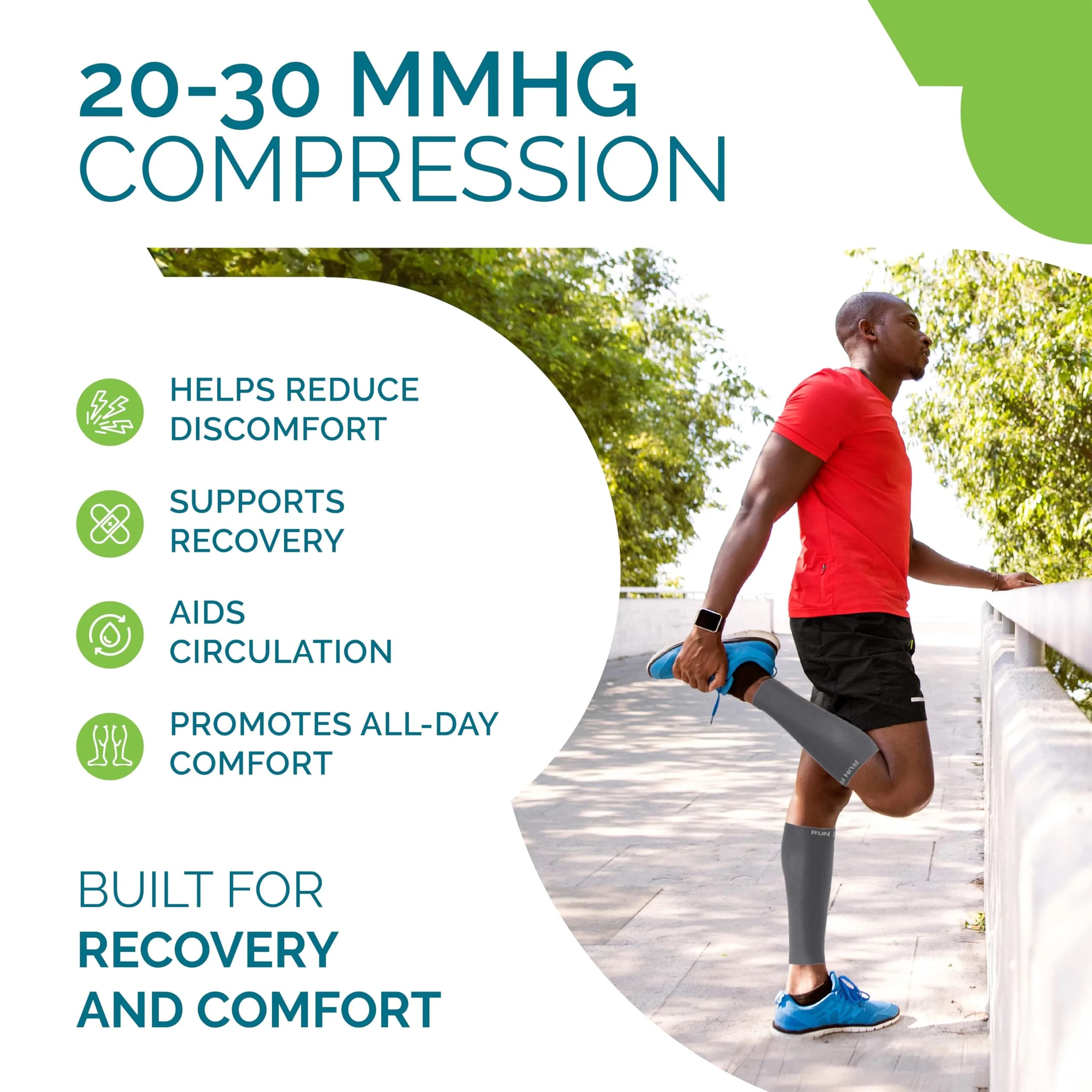 Run Forever Calf Compression Sleeve X-Large Graphite Grey | 20-30mmHg Medical Grade Support - view 3