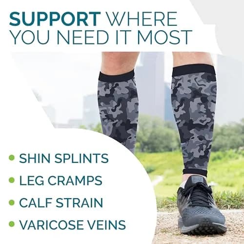 Run Forever Calf Compression Sleeve Medium Camouflage (Grey) | 20-30mmHg Graduated Compression for Athletes & Daily Use thumbnail 5