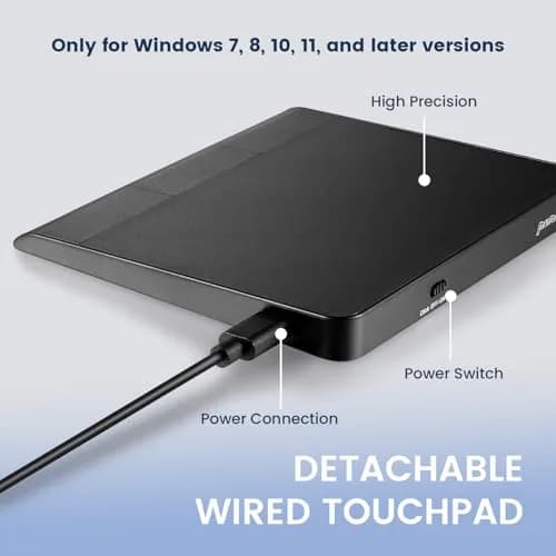 Perixx PERIPAD-506 Wired USB Touchpad – Slim Detachable Design for Desktop & Laptop – 5.31x4.57x0.55 Inches – Black thumbnail 4