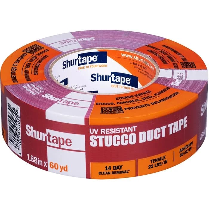 Shurtape 96-Rolls of 1.88” x 60 yds Red PC 667 Specialty Grade Outdoor Stucco Duct Tape | UV Resistant & Waterproof thumbnail 2