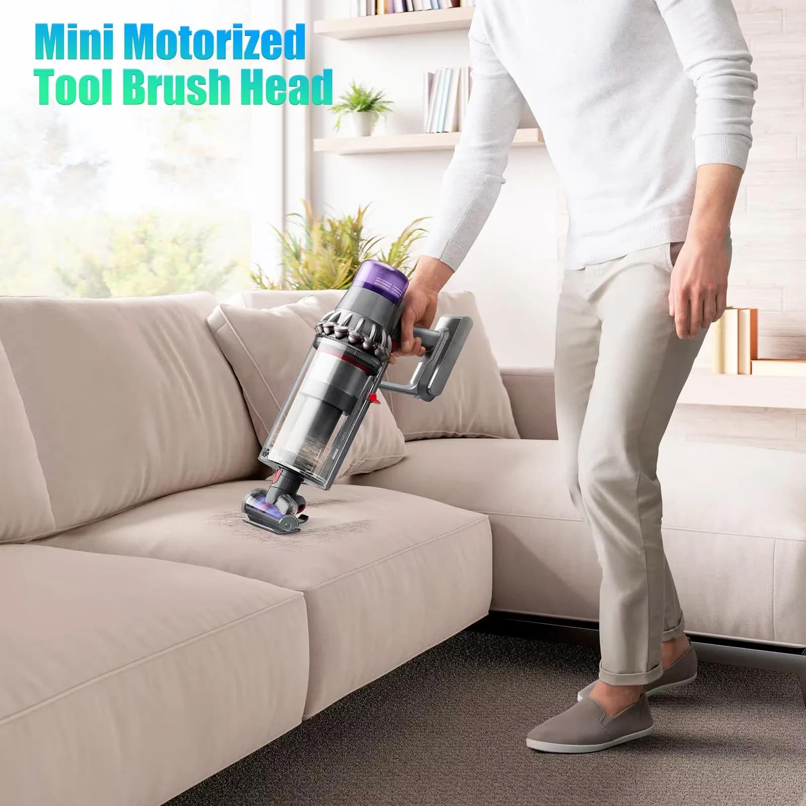 Vanclearidea Mini Motorized Tool Brush Head for Dyson V7-V15 Vacuums | 30W Powerful Suction, Anti-Tangle Pet Hair Attachment - view 6