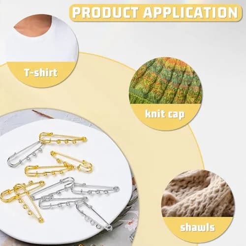 Koceci Heavy Duty Safety Pins 50PCS | Durable Metal Brooch Pins with Loops for Crafts & Clothing thumbnail 5