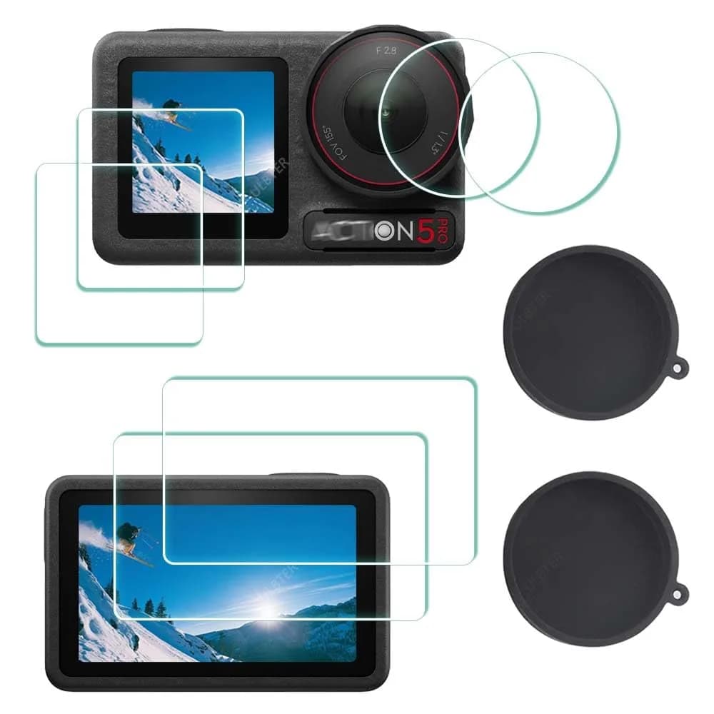 ULBTER Screen Protector for DJI OSMO Action 4 Camera + Lens Cap | 9H Tempered Glass, Bubble-Free, HD Clarity — Action 5
