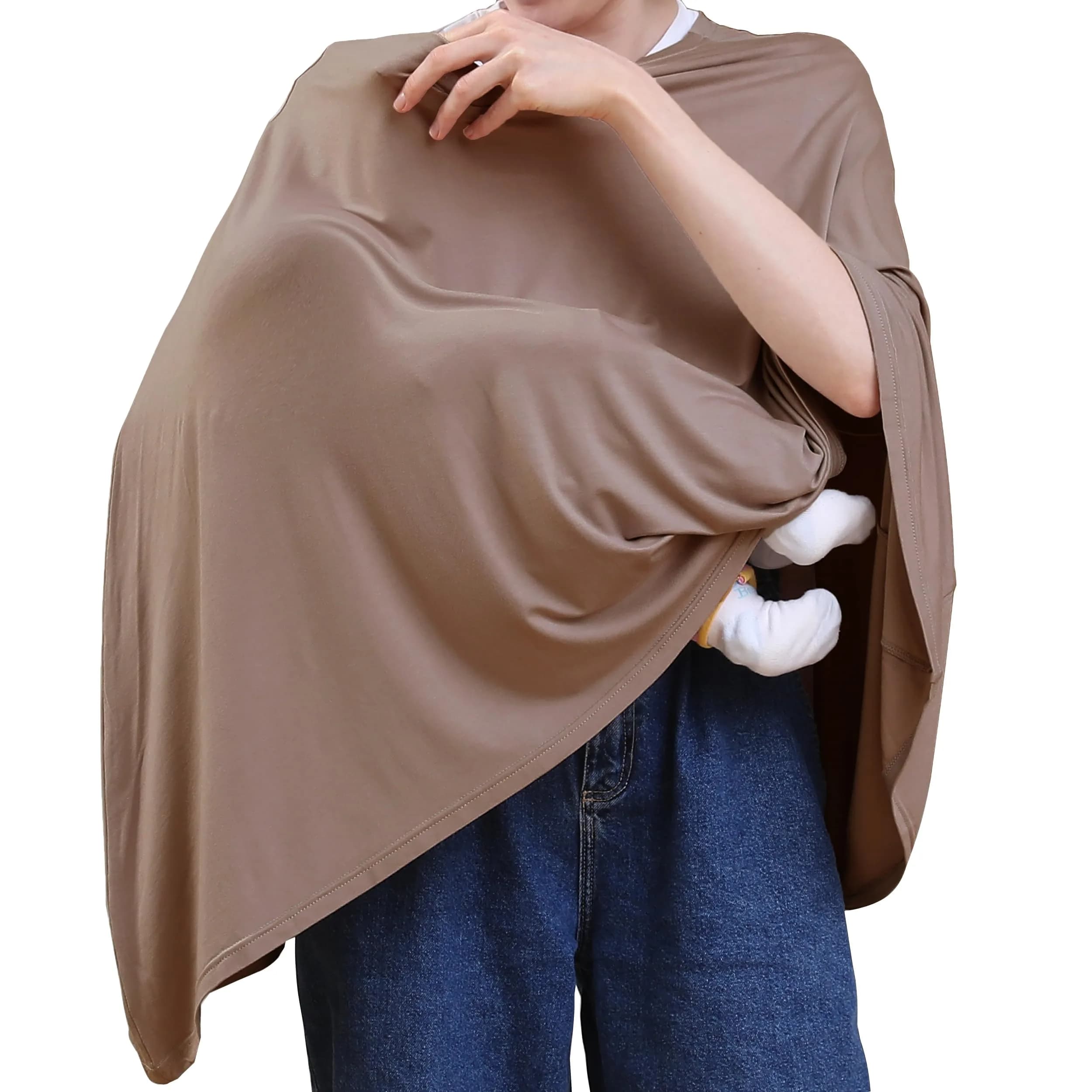 Seejoy Multi-use Nursing Cover for Breastfeeding, 360°Full Coverage Nursing Poncho, Smooth Rayon, Mocha | 120cm (47.2" ) x 66cm (26" ) - main product image